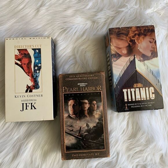 VHS Bundle JFK, Pearl Harbor, Titantic - Picture 1 of 1